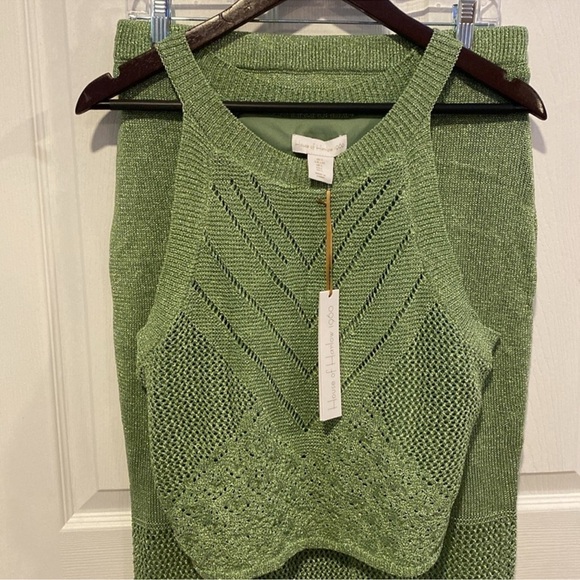 NWT HOUSE OF HARLOW 1960 Women’s Green Shimmer 2 Piece Set Top and Skirt Size S - Picture 6 of 15